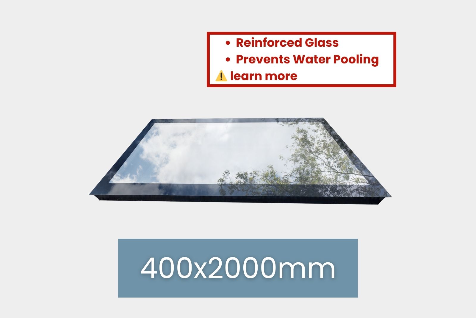 flat-roof-skylight-new-product-image-400-x-2000-mm-rev3 Flat Roof Window Skylight 400 x 2000 mm, Frameless Triple Glazed, 45kg, UV 0.9 - Image 1