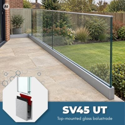 Frameless Glass Balustrade SV45 UT - Floor Mount