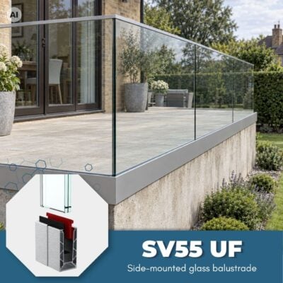 Frameless Glass Balustrade SV55 UF - Fascia Mount