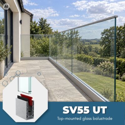 Frameless Glass Balustrade SV55 UT - Floor Mount