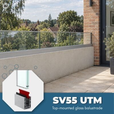 Frameless Glass Balustrade SV55 UTM - Floor Mount
