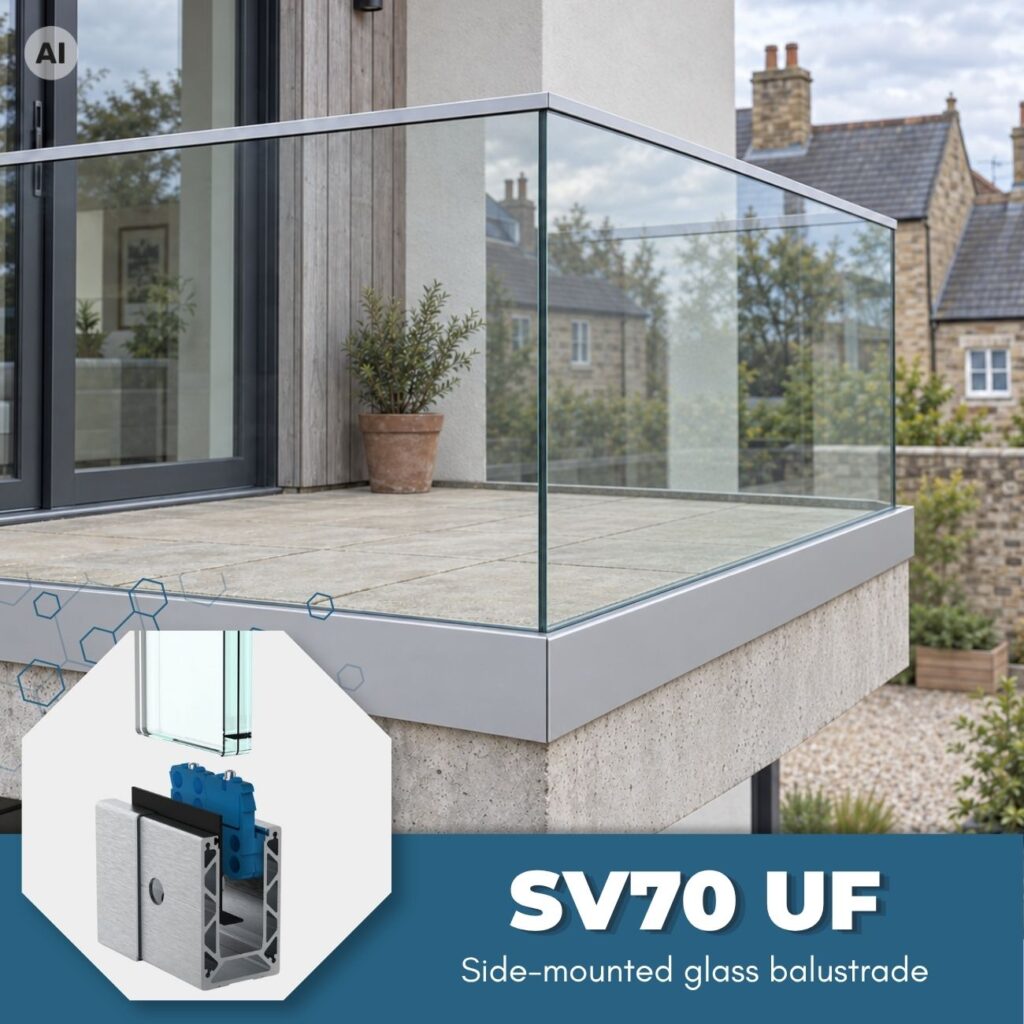 Frameless Glass Balustrade SV70 UF - Fascia Mount