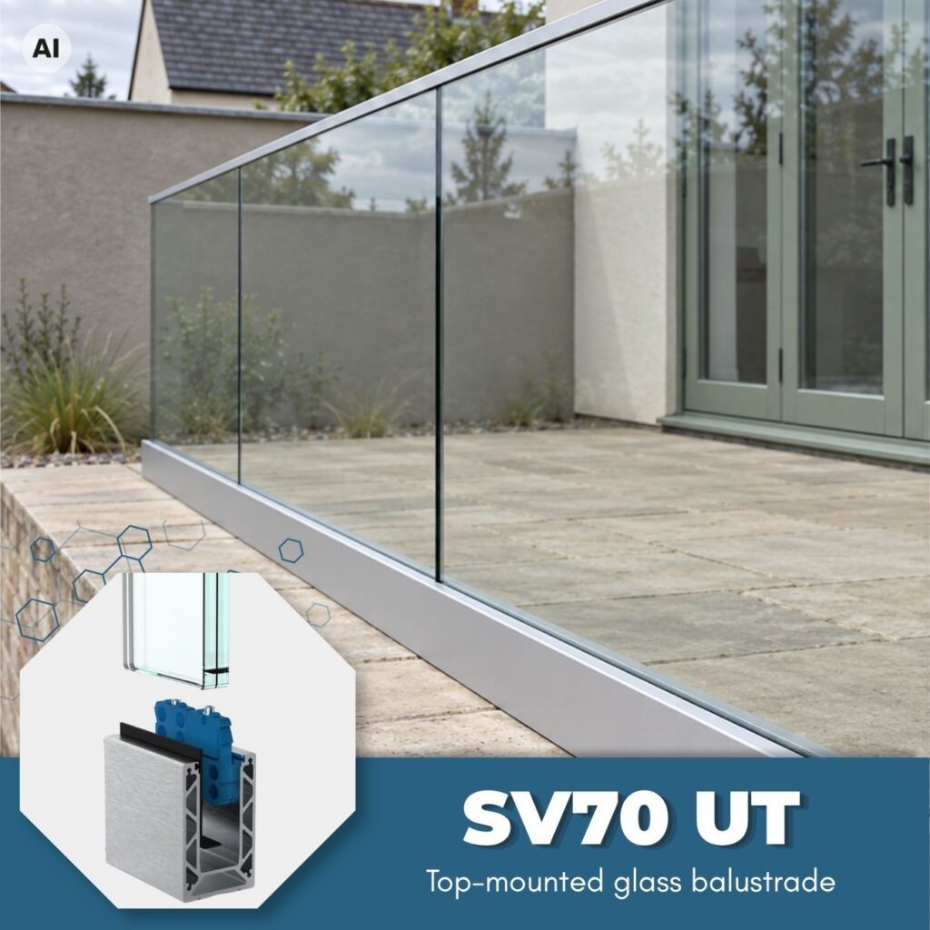 Frameless Glass Balustrade SV70 UT - Floor Mount