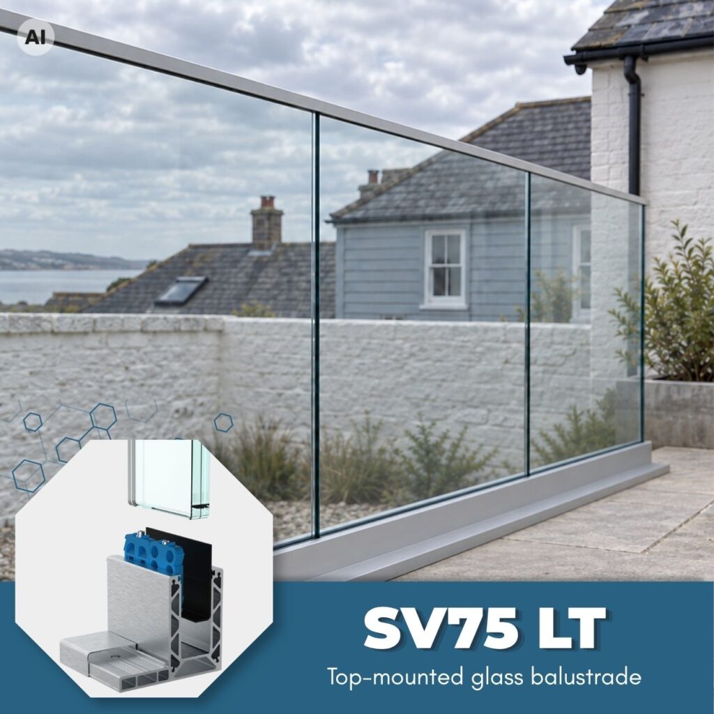 Frameless Glass Balustrade SV75 LT - Floor Mount